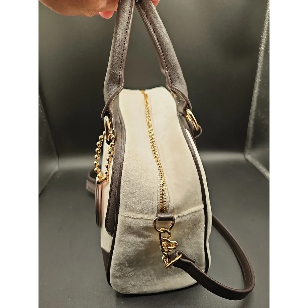 JUICY COUTURE Heritage Bowler Bag Velour Powder Blush Light Pink Y2K NWOT 02